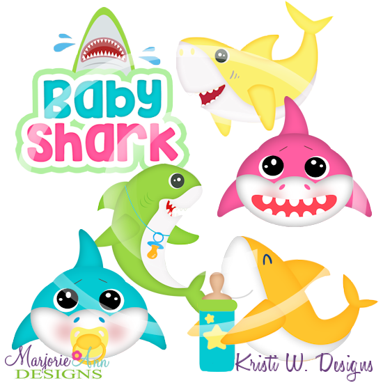 Baby Shark Cutting Files/Paper Piecing +Clipart - Click Image to Close